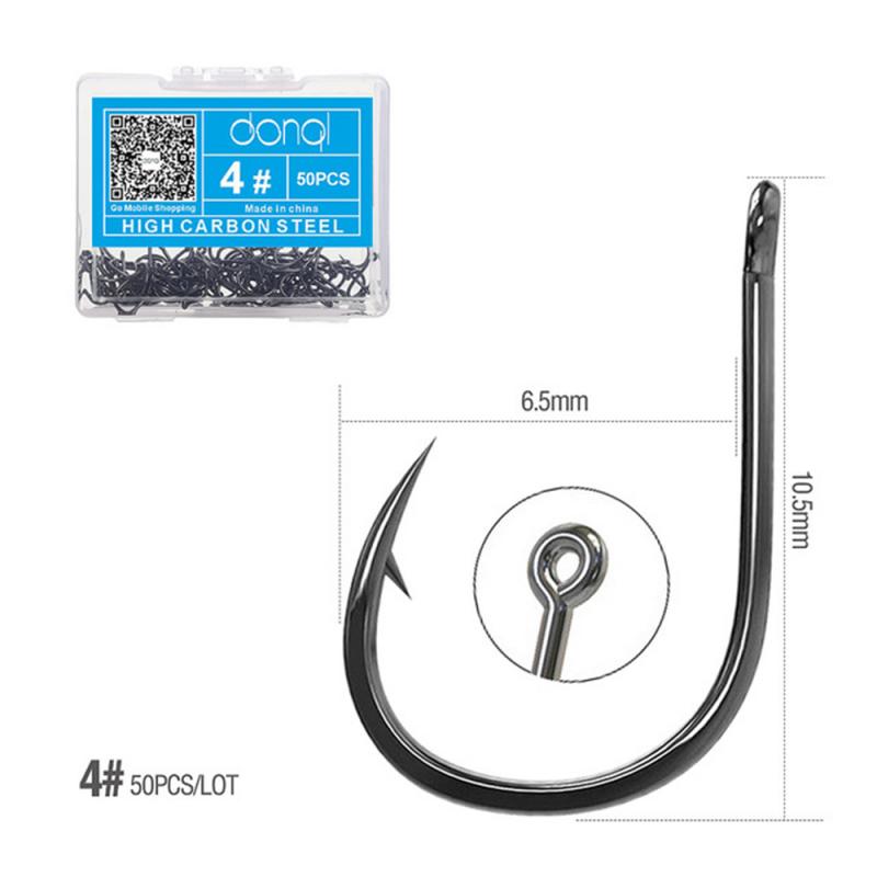 1 Box 50Pcs 3# - 16# Series High-carbon Steel Fishing Hook Barbed Single Circle Carp Hook Fishing Jig Hook Lure Bait Tackles: 4