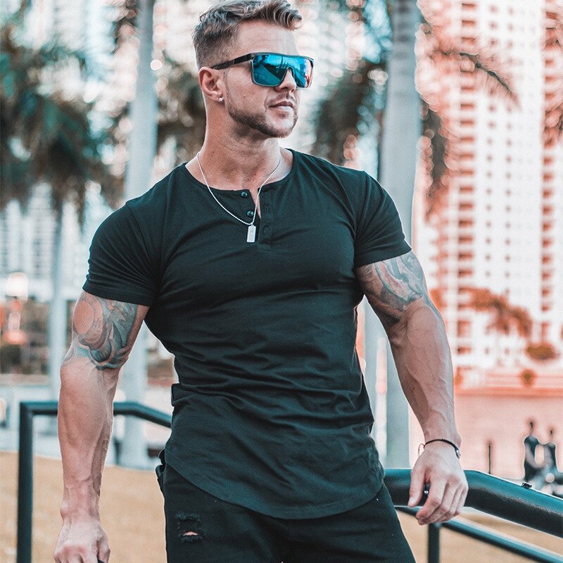 Nueva camiseta Casual para hombre, Camiseta deportiva de algodón para gimnasio, estampado de , camiseta de manga corta, Tops, ropa deportiva de verano para entrenamiento