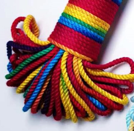 3.0MM Rainbow BAMBOO SILK Macrame Rope Pastel rope All Purpose Rope Variegated Finger Knitting Rope: Rainbow