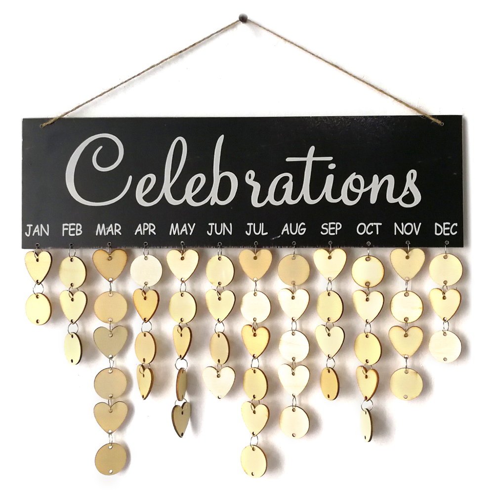 Wooden Calendar Board Sign Family Celebration and Birthday Reminder DIY Wooden Craft for Home Decoration