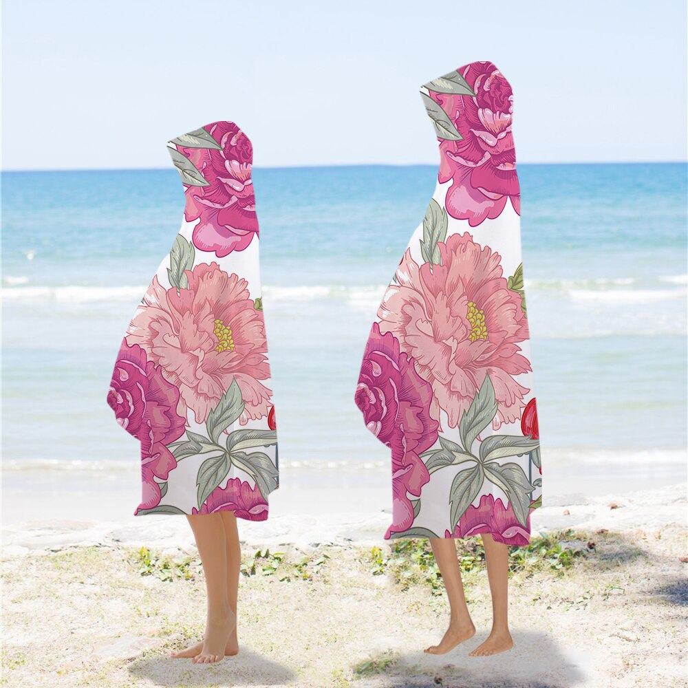 Silstar Tex Bright Rose Kap Strand Handdoeken Meisje Aquarel Bloemen Badkamer Handdoek Absorberende Jurk Swim Wrap