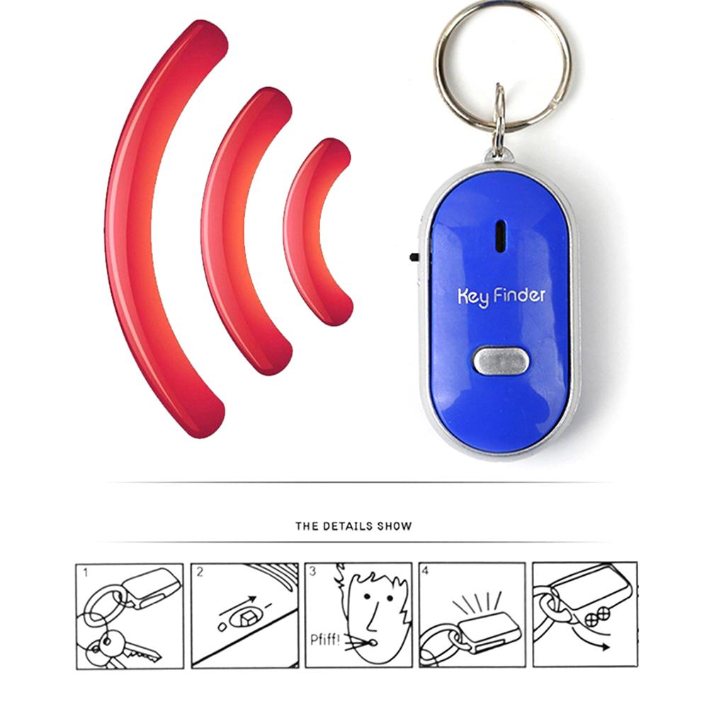 LED fischio Key Finder lampeggiante segnale acustico controllo allarme anti-perso localizzatore di chiavi Finder Tracker con portachiavi
