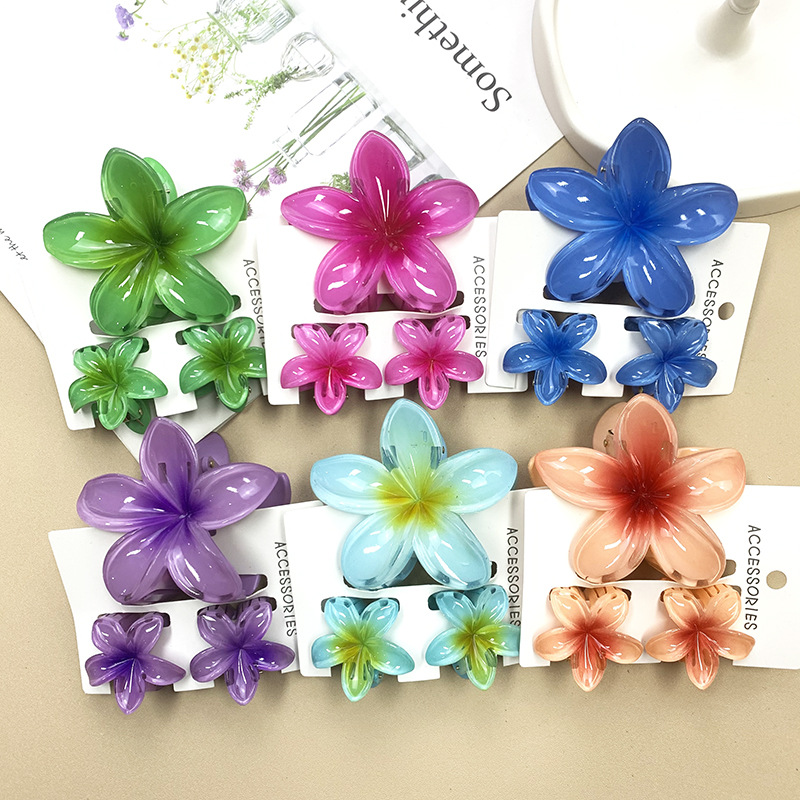3 pièces/ensemble fleur douce dégradé coloré griffes de cheveux queue de cheval Cip pince Barrettes épingles à cheveux pour femmes fille plage cheveux accessoires