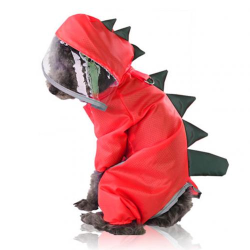 Haustier Hunde Katze Regenmantel Dinosaurier Jacke Regenbekleidung Wasserdicht 4-Beine Mit Kapuze Mantel Mit Kapuze Tasten Wasserdichte Polyester Regenmantel: verrotten / M