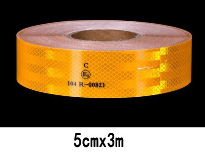 Car Reflective Strip Truck Trailer Reflective Tape Sticker Warning Strip Sign Night Driving Safety: 5cmx3m yellow