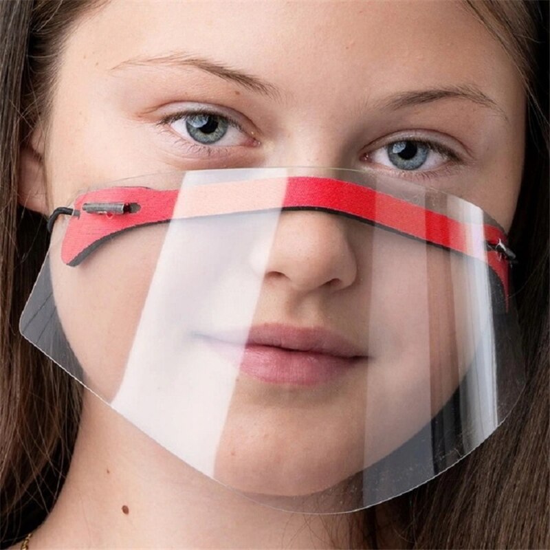 1pc adulte enfant Transparent restauration masques masque Chef cuisine Anti-buée visage masque Anti poussière masque réutilisable réglable visage couverture: Adult red 1pc