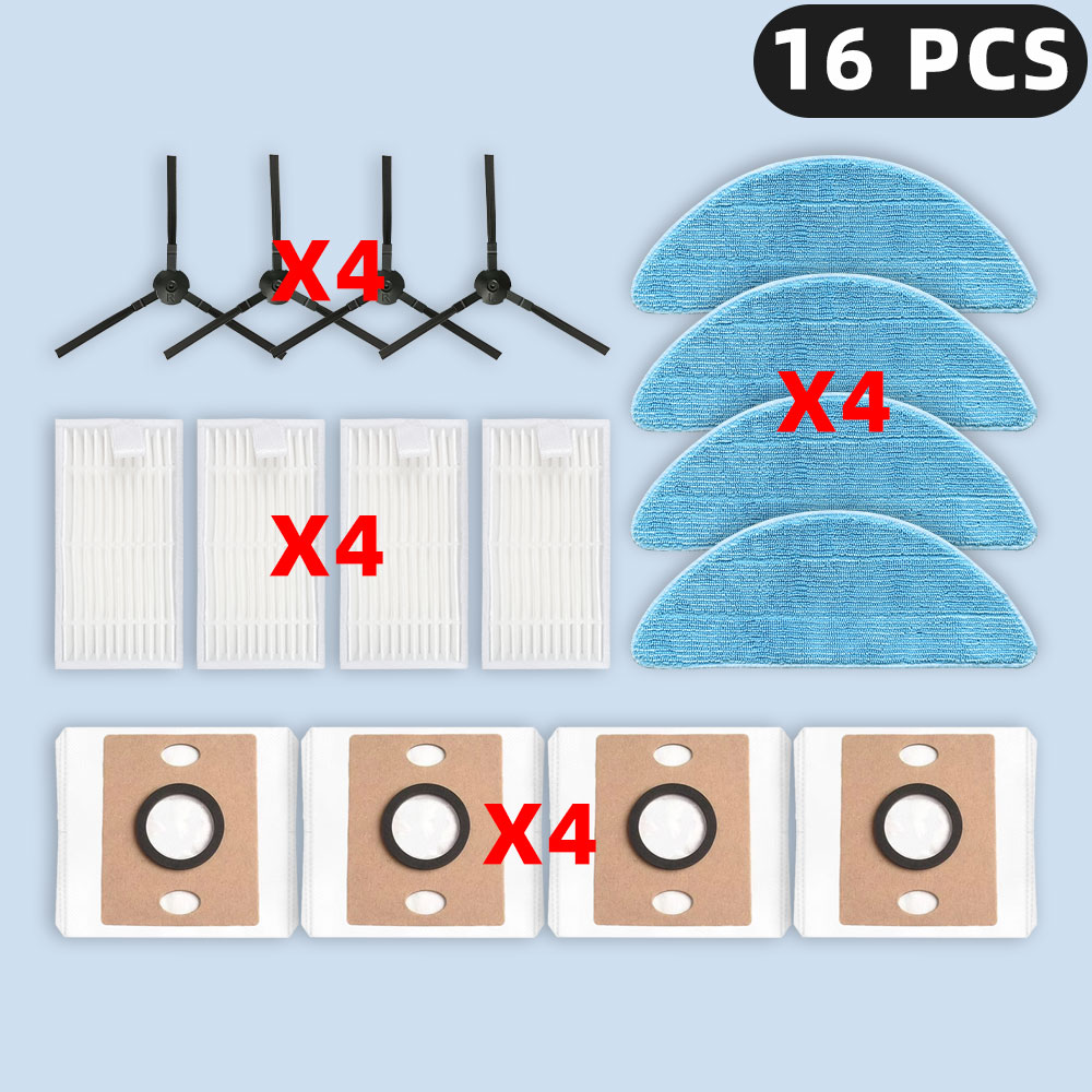Compatible pour ( iLife V9 / V9 Pro / G9 / G9 Pro / A12 Pro ) pièces de rechange accessoires filtre brosse latérale vadrouille sac à poussière en tissu: Or