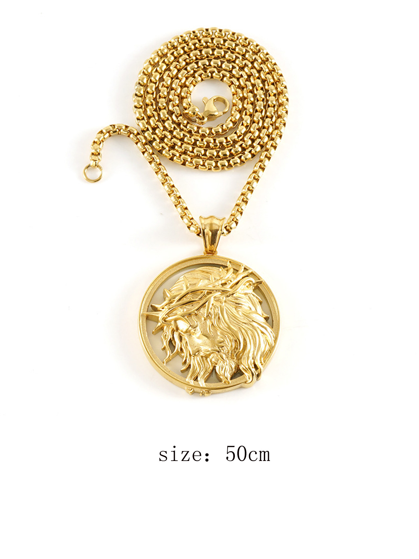 Modieuze Roestvrijstalen Ketting Voor Vrouwen Mannen Westerse Mythologie Mens Vorm Kruis Hanger Ketting: Puur Goud Kleur