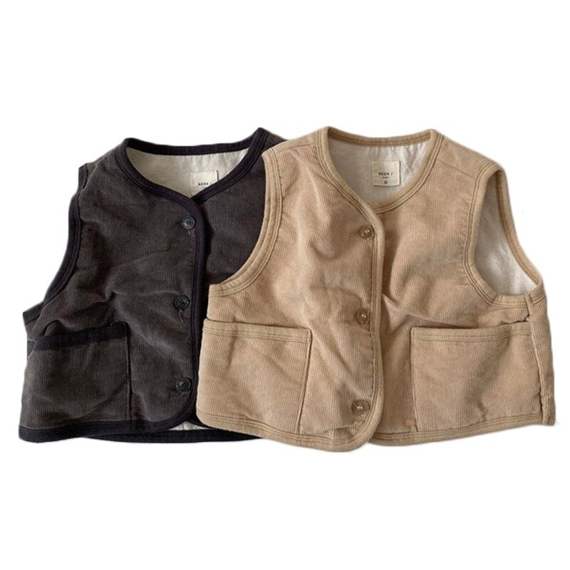 Chaleco de pana para bebés, ropa de para niños y niñas, Tops, chaquetas, abrigo, novedad de otoño