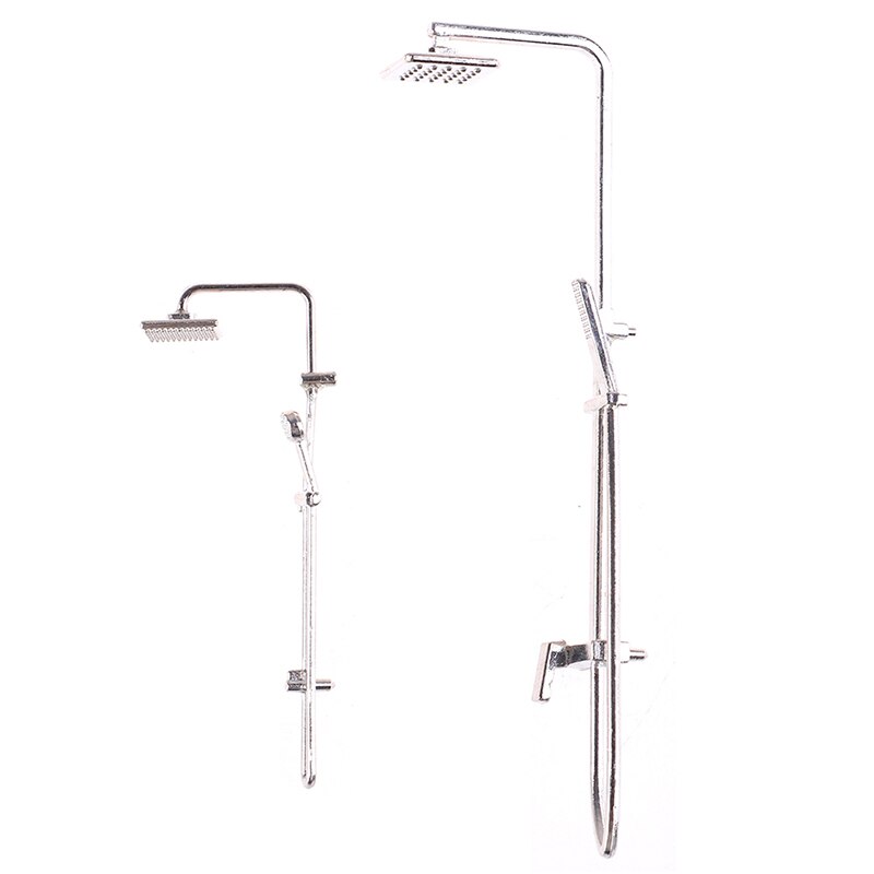 Alloy Bathroom Bath Shower Dollhouse Miniature Mini Bathroom Bath Shower Model Pretend Toy for Doll Houses Accessories