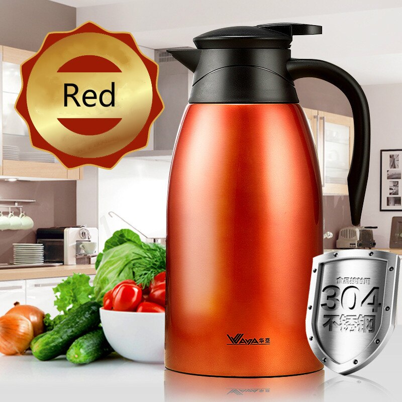Recipiente de café aislado de 2000 ml, termos de acero inoxidable doméstico, botella de agua de 3 colores de 2L con jarra de agua
