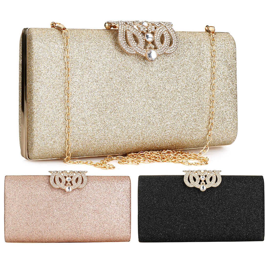 Sequin Clutch Bags For Women Evening Clutches Purse Female Party Bag Chain Rhinestone Shoulder Bag Pochette Femme