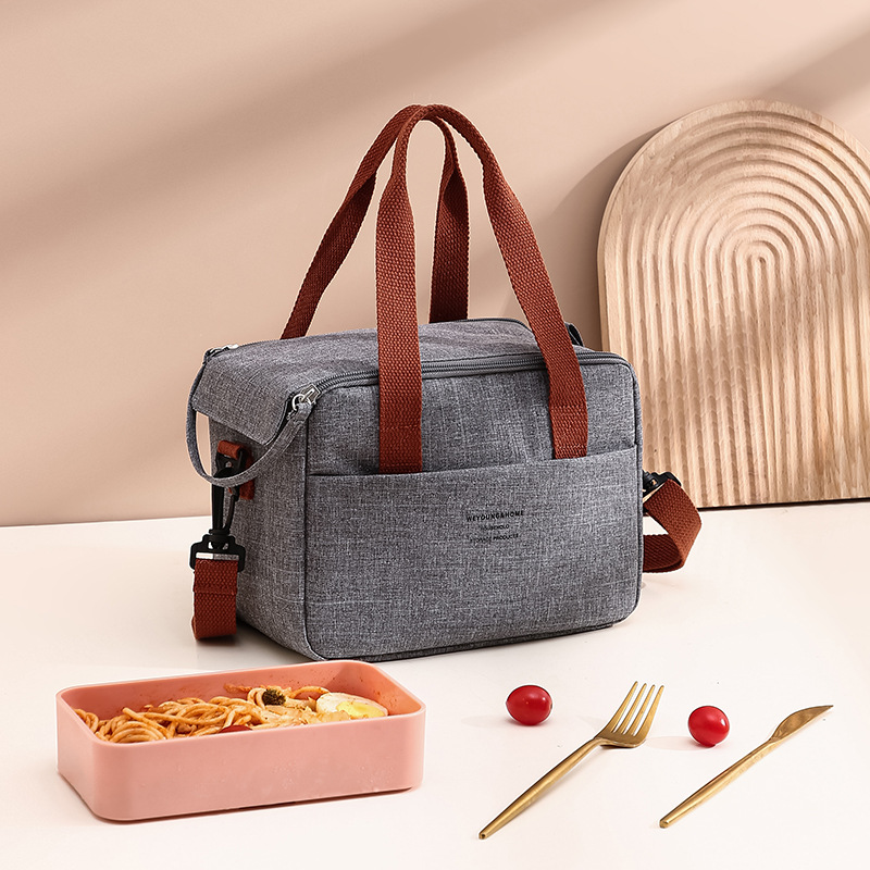 Przenośna torba na lunch dla OL Women Izolowane termicznie pudełko na lunch Tote Cooler Handbag Wodoodporna torba na ramię Bento Pouch Office Food: SZARY