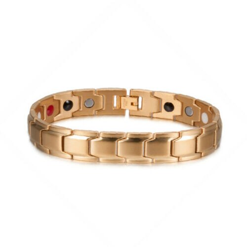 Männer Armband Therapeutische Energie Armband Edelstahl Heilende Magnetische Therapie Armband Hologramm Armband: Gold