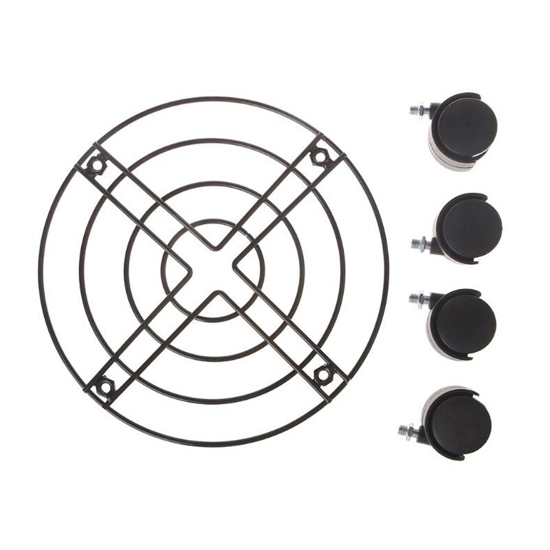Black 4 Sizes Metal Round Flower Plant Pot Tray 4 Wheels Heavy Planter Flowers Pot Mover Trolley Plate Stand Holder Garden Tools