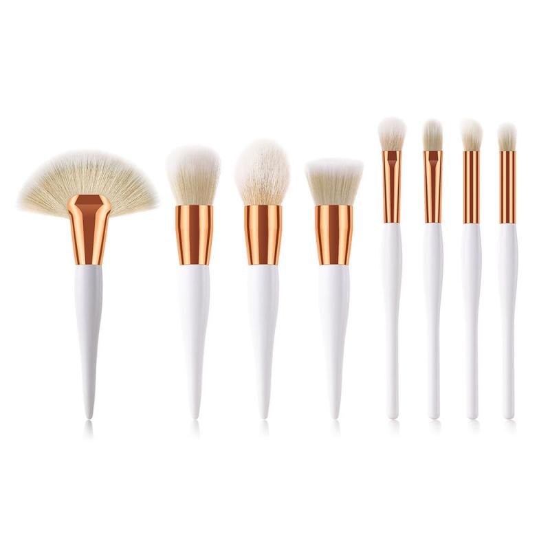 1/8pcs White Handle Makeup Brushes Set Foundation Blending Blush Face Shading Cosmetic Brush Contouring Make Up Kit: 01 8PCS