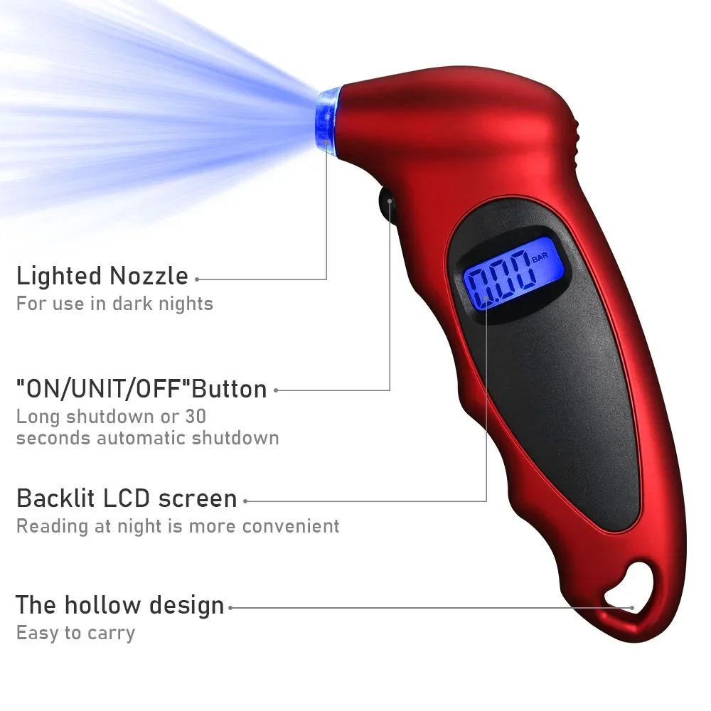 Neues hochpräzises digitales Reifendruck messgerät hintergrund beleuchtetes LCD-Anzeige 150psi Hand-Autoreifen-Luft messer für LKW