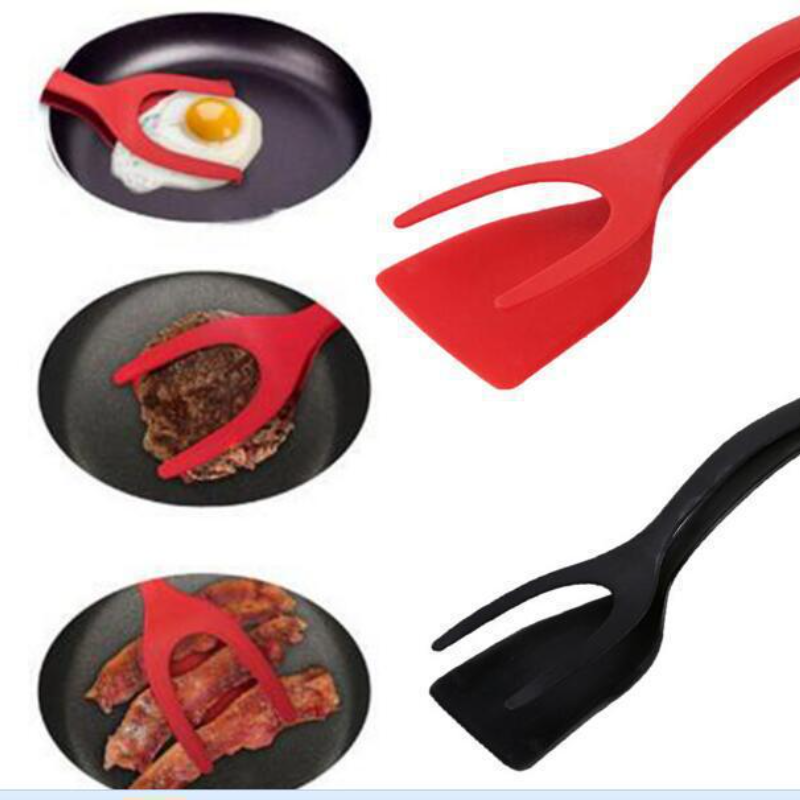 2-in-1-Küchenzubehör, Küchenhelfer-Sets, Omelett-Spatel, Küche, Silikon-Spatel für Toast, Pfannkuchen, Ei, Klappzange, Cocina