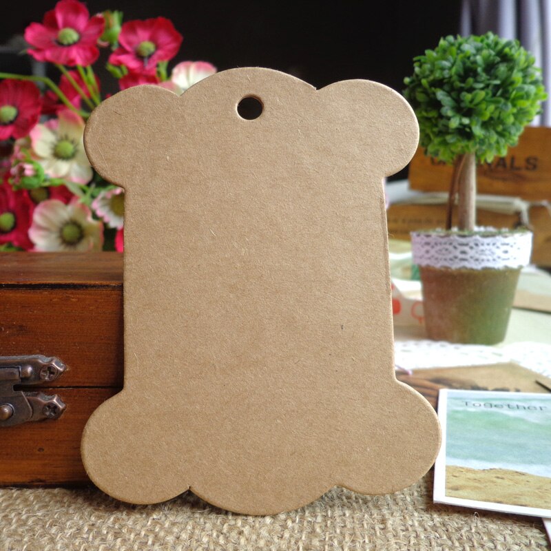 de cartón Retro en blanco Bobine Kraft Linda forma Bobine DIY tarjetas de papel negro 50 unids/lote