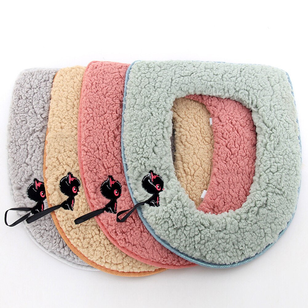 Couvercle de siège de toilette confortable et lavable pour la salle de bain, à la maison, en hiver, tapis de couverture et coussin avec support, Gadget pour la salle de bain à la maison