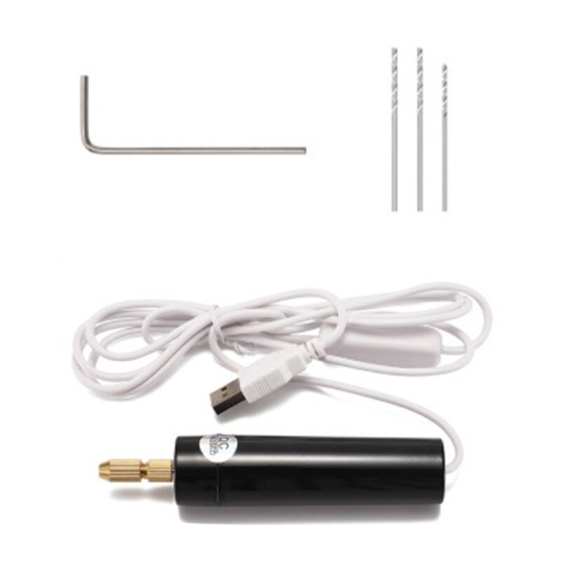 Mini Hand Drill USB Powered Handheld Rotary Drill Set with Twist Drill Bits for Metal Wood Jewelry: Yellow/Black