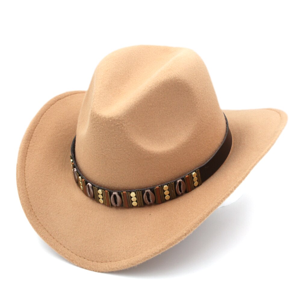 Mistdawn unisex western cowboy ridehat cowgirl kasket stiv bred skygge vinter varmt kostume: Khaki