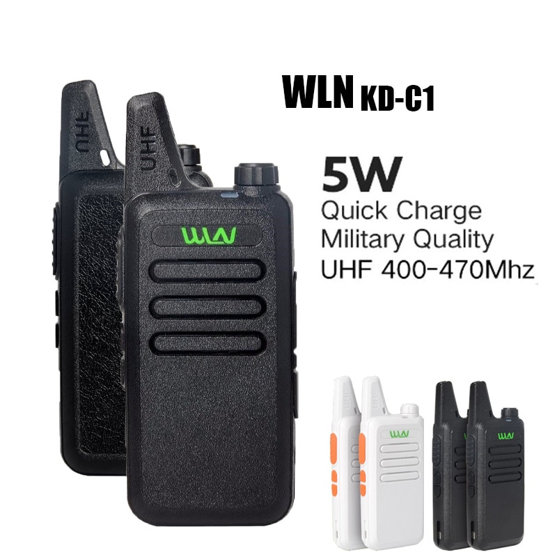 2 pces wln KD-C1 walkie talkie uhf 400-470 mhz 5w potência 16 canal kaili mini handheld transceptor c1 rádio em dois sentidos