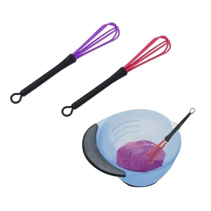 2Pcs Garde Mini Ei Roterende Ei Mixer Kloppers Ballon Platte Staaldraad Kom Schraper (Kleur Willekeurige)