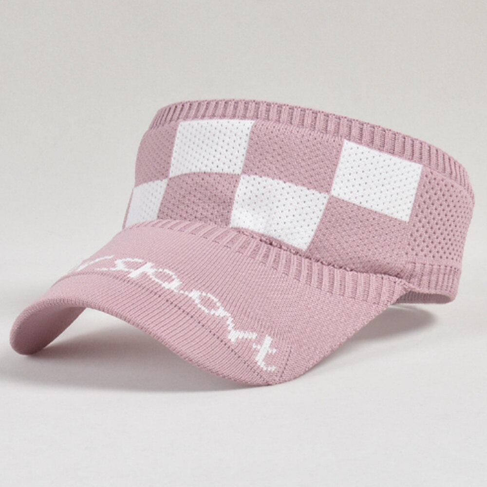 Womens Mens Empty top Hat Outdoor sports Sun Sunscreen Beach Hat MZ009: Plaid pink