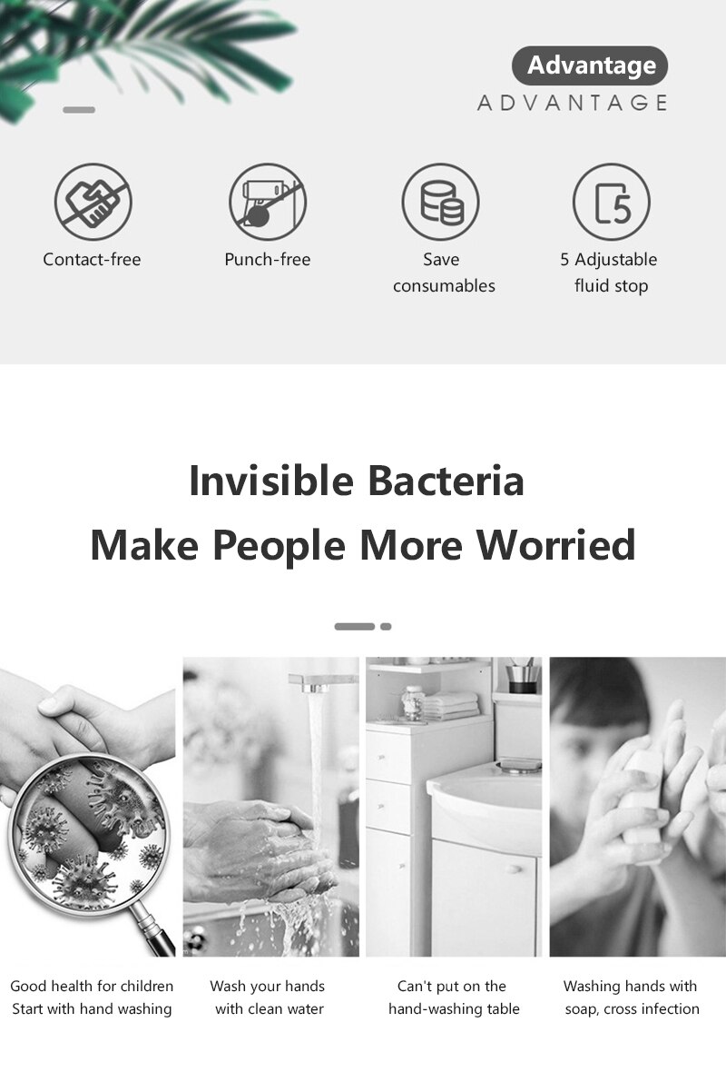 1* 600ML Stainless Steel Automatic Liquid Soap Dispensers No Touch Intelligent Soap Dispenser Hand Washing For Bathroom Kitchen