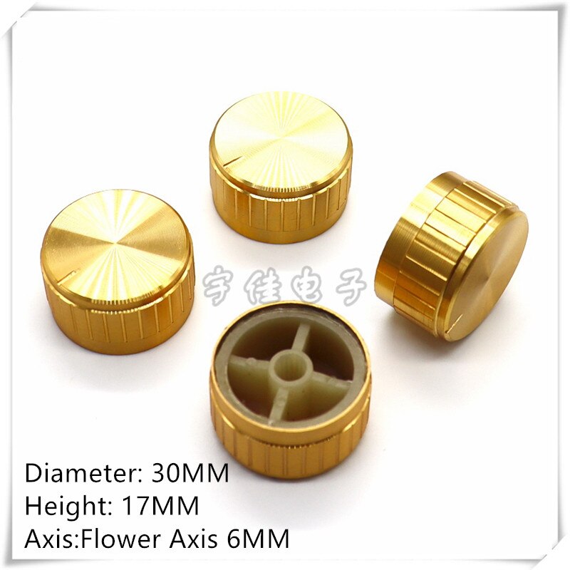 5 Stuks 30 × 17Mm Gold Aluminium Knop Cap Is Geschikt Voor Bloemen As 6Mm Potentiometer Knop cap
