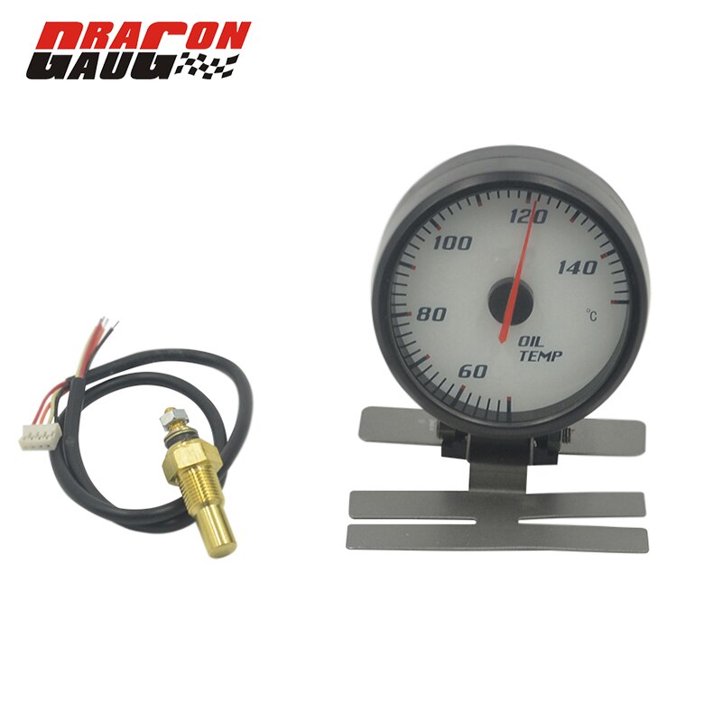 Dragon gauge 60mm Pointer White Face Blue backlight Car Oil temp gauge temperature Meter With Sensor 50-150 Celsius