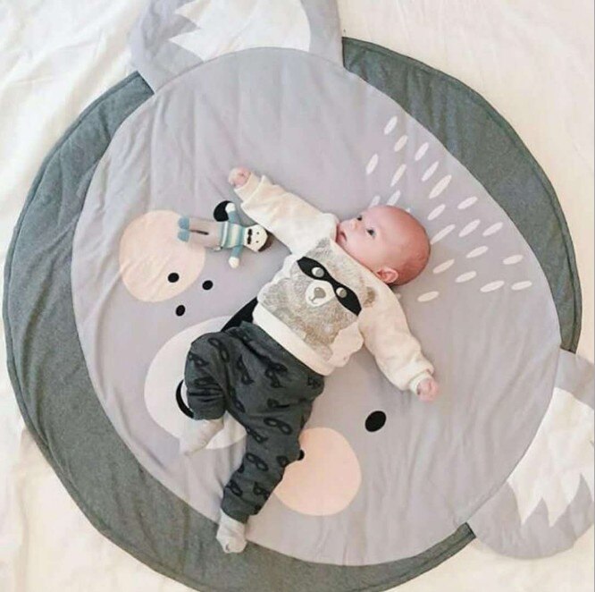 90Cm Kids Play Game Matten Ronde Tapijt Tapijten Mat Katoen Vos Kruipen Deken Vloer Tapijt Voor Kinderkamer Decoratie ins Baby: kala