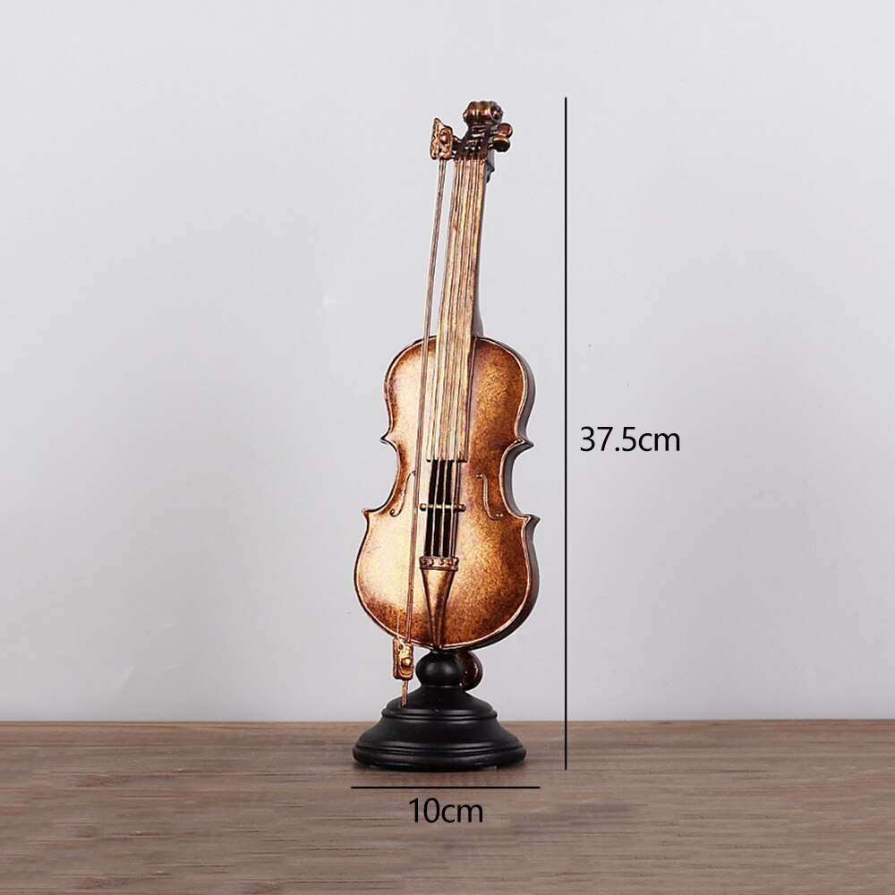 Retro musikinstrument staty saxofon fiolharts skulptur modern konst hantverk heminredning dekorationer  d144: Fiol