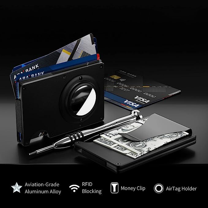Men Aluminum Cardholder Wallet RFID Blocking Layer Slim Minimalist Card Holder Clip Protect Card Storage Capacity Box
