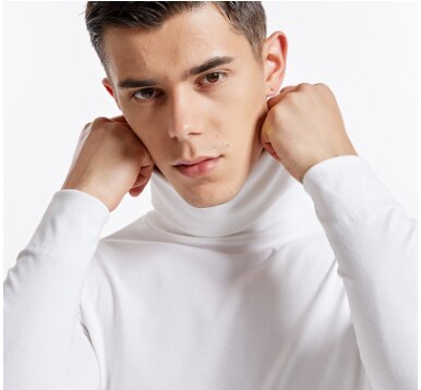 Casual Men's Thermal High Collar Turtle Neck Skivvy Long Sleeve Sweater Stretch Shirts Bunny Slope Fitted Thermal Top Turtleneck