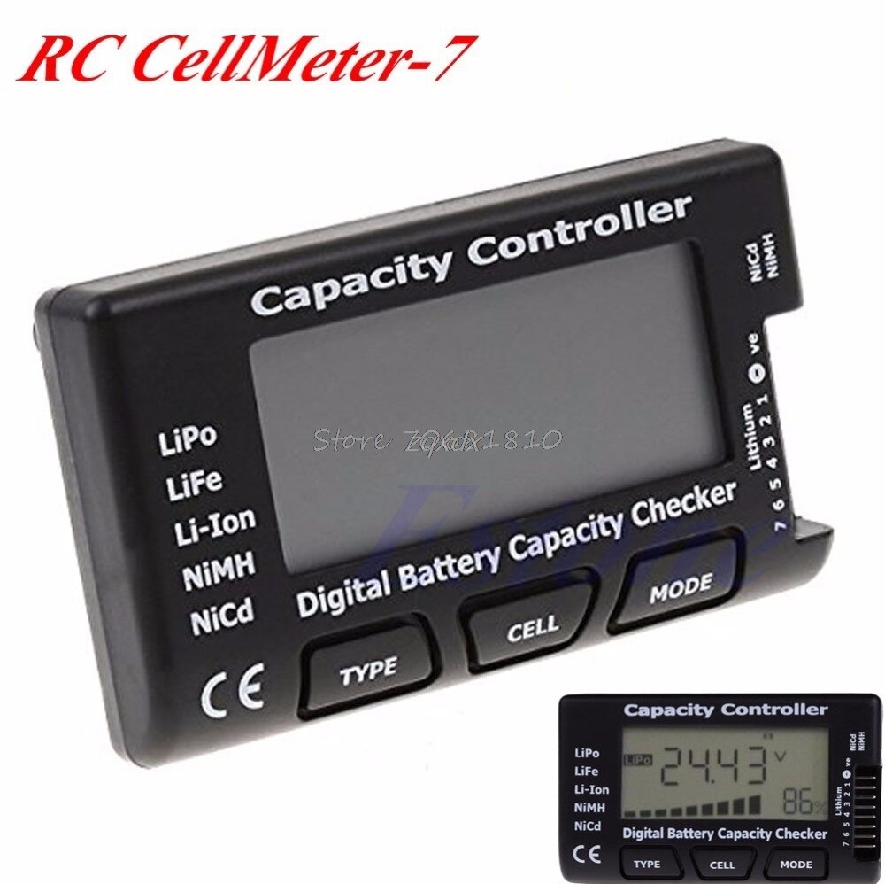 Compteur de capacité de batterie numérique RC cellmètre 7 pour LiPo LiFe Li-ion NiMH Nicd et directe