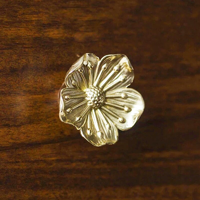 Antique Brass Golden Cabinet Wardrobe Handles Plum Blossom Flower Knobs and Pulls Retro Kitchen Door Handles Furniture Hareware: Default Title