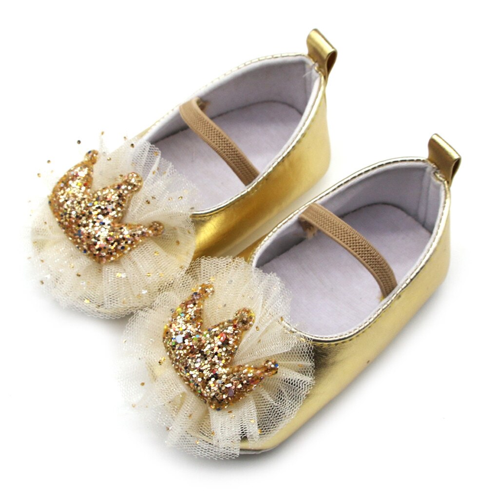 Lovely Newborn Baby Girls Sequins Lace Butterfly Prewalker Soft Sole Single Sandals Round Toe Flats Soft Sole Princess Shoes#45: Yellow / 12