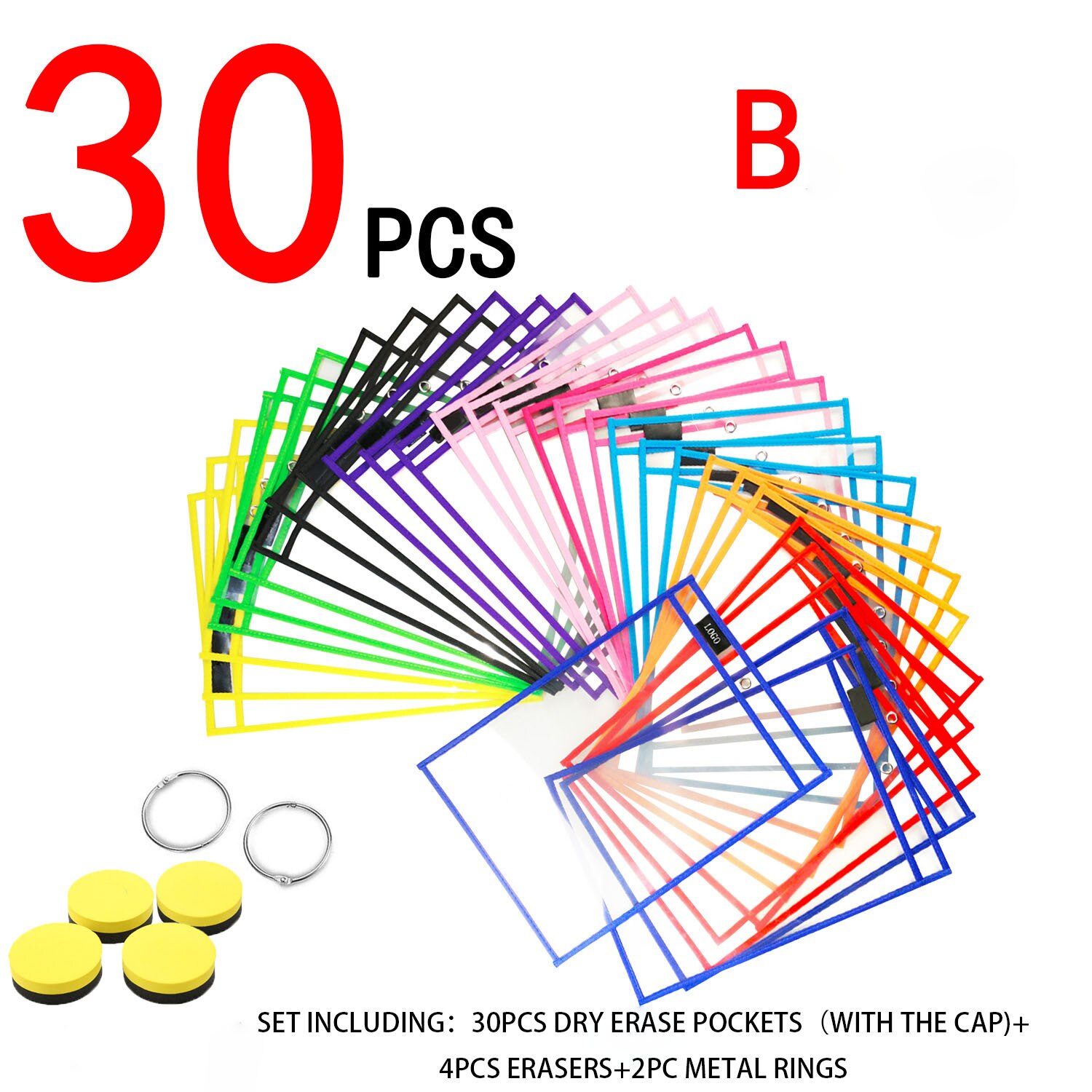 HD PVC Transparent Reusable Erasable File Bag Dry Erase Pockets With Pen Wipe Drawing Whiteboard Markers For Teaching Childen: 15