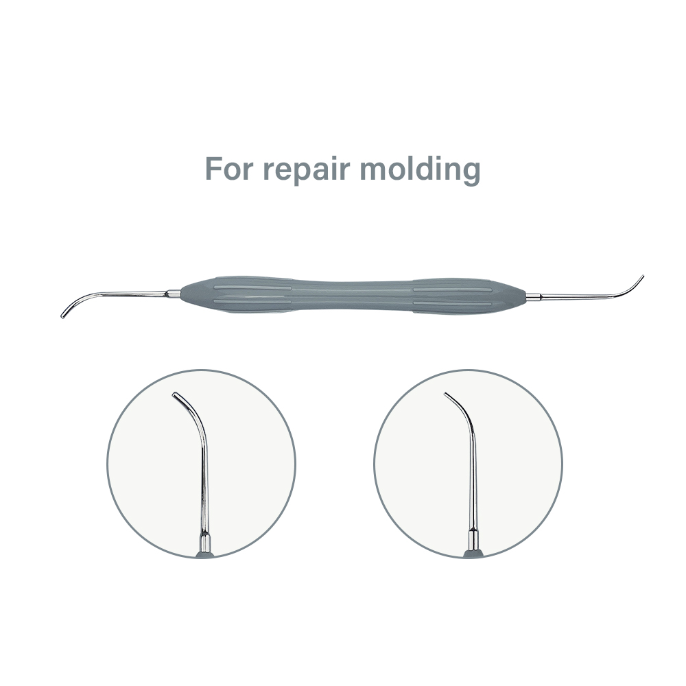 Espátula de relleno de resina Dental, restauración estética, espátula de relleno de resina compuesta, cuchillo, mango de silicona, herramienta de dentista