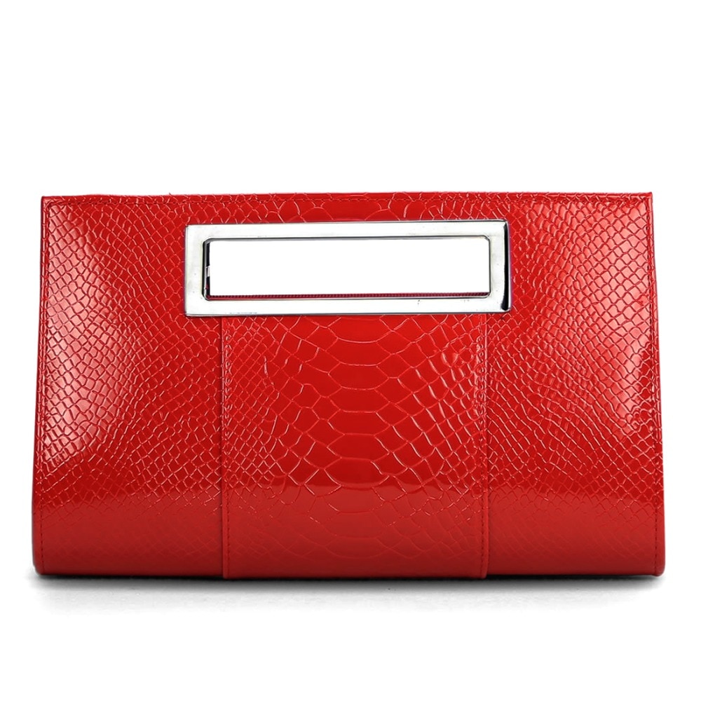 Korean Patent Alligator PU Leather Clutch Bag Women Square Shoulder Handbag Small Bag Lady Evening Bag Red Bolsa Feminina