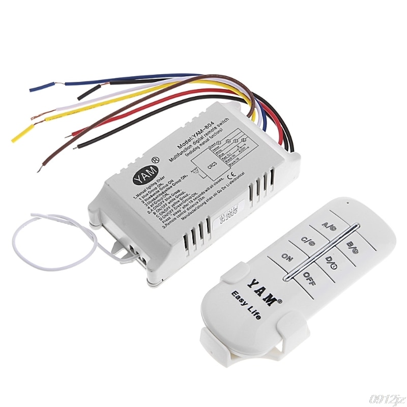 Qiang-Lámpara de encendido/apagado inalámbrico, interruptor de Control remoto, receptor transmisor, 220V, 1/2/3/4 vías