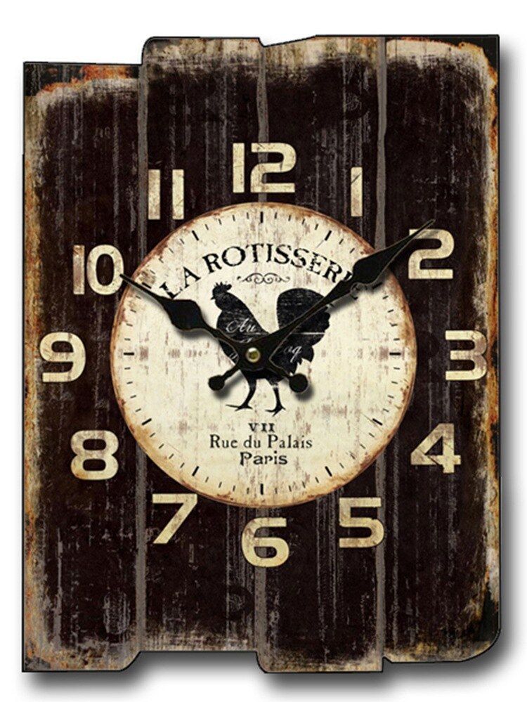 Reloj de pared cuadrado grande, de madera, Retro, , Vintage, decoración para el hogar, reloj de pared silencioso, Orologio Da Parete D079: A-97