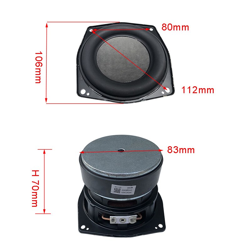 40W 4om Subwoofer4 Cal głośnik niskotonowy średniej klasy głośnik samochodowy sprzęt audio średni bas długi skok głośnik niska częstotliwość kina domowego DIY 1PC