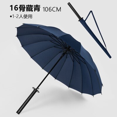 Parapluie Katana Sunny & Rainny parapluies à longue poignée noir japonais samouraï épée semi-automatique 8 côtes parapluie WZP228: 16 Support Navy