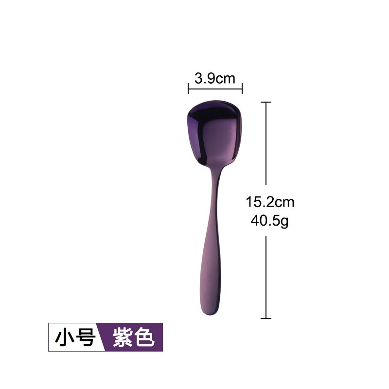Buyer Star Stainless Steel Square Spoon S M L Rice Spoon Set Dinner Sponn Tableware For Kids &amp; Adult Kitchen Accessory: Purple Small Size