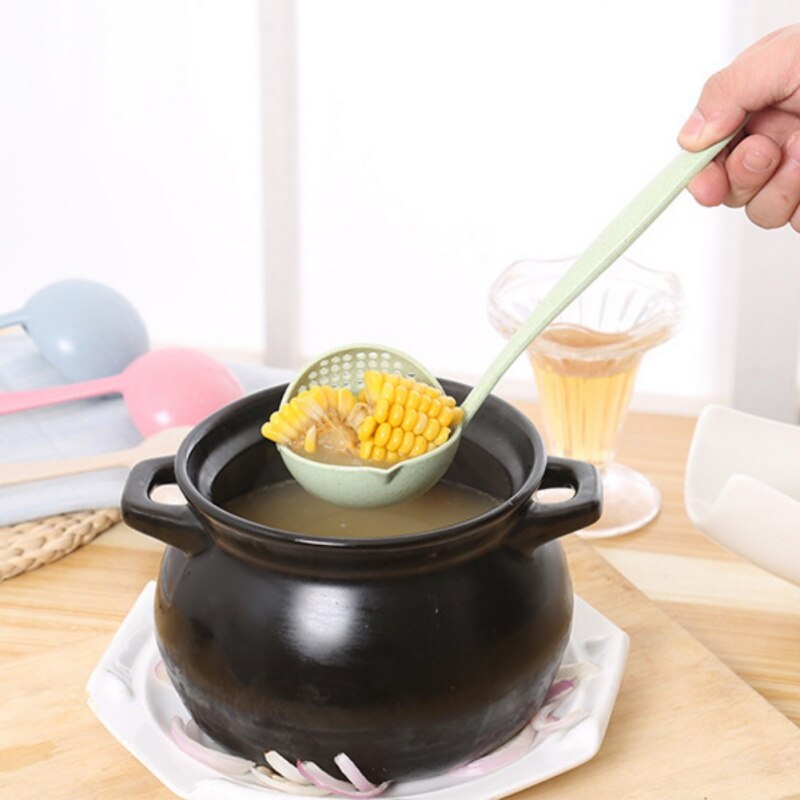 Convenient Pot Tableware Serving Ladle Large Spoon Kitchenware 2 In 1 Soup Spoon Long Shank Kitchen Spoon
