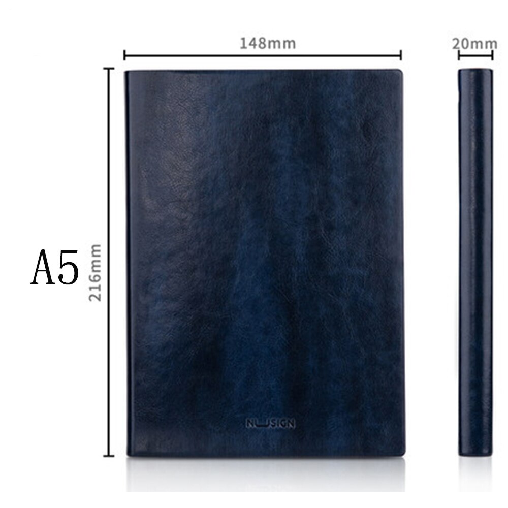 Nusign A5/B5 Sizes Soft Face Leather Notebook High-end Office Business Notebook Leather Face Stationery Bookmark Ribbon: A5 Dark Blue