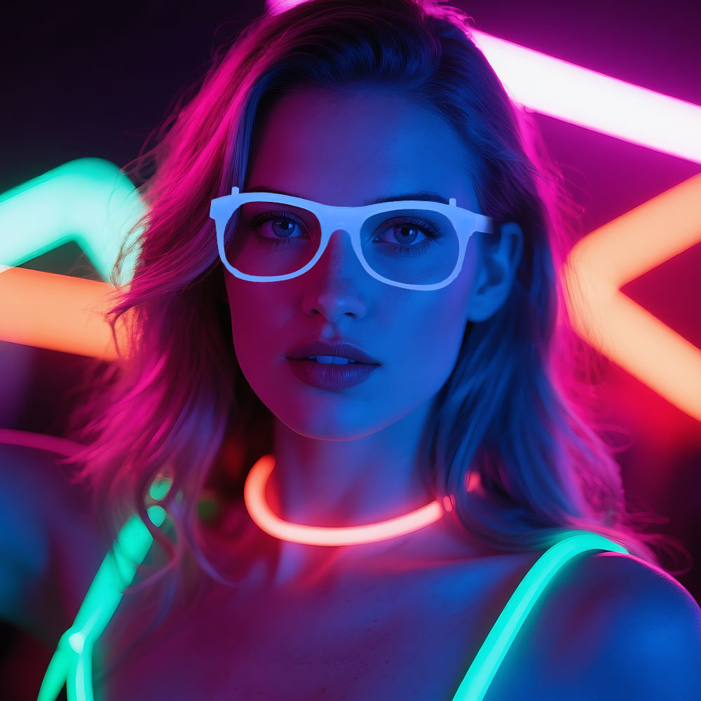 Selvlysende briller neonfargeskiftende briller lysende rekvisitter fluorescerende temafest uv-glød festdekorasjonsutstyr